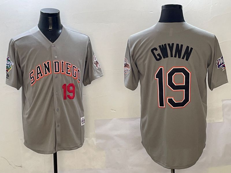Men San Diego Padres #19 Gwynn Grey Throwback Game 2025 Nike MLB Jersey style 3126